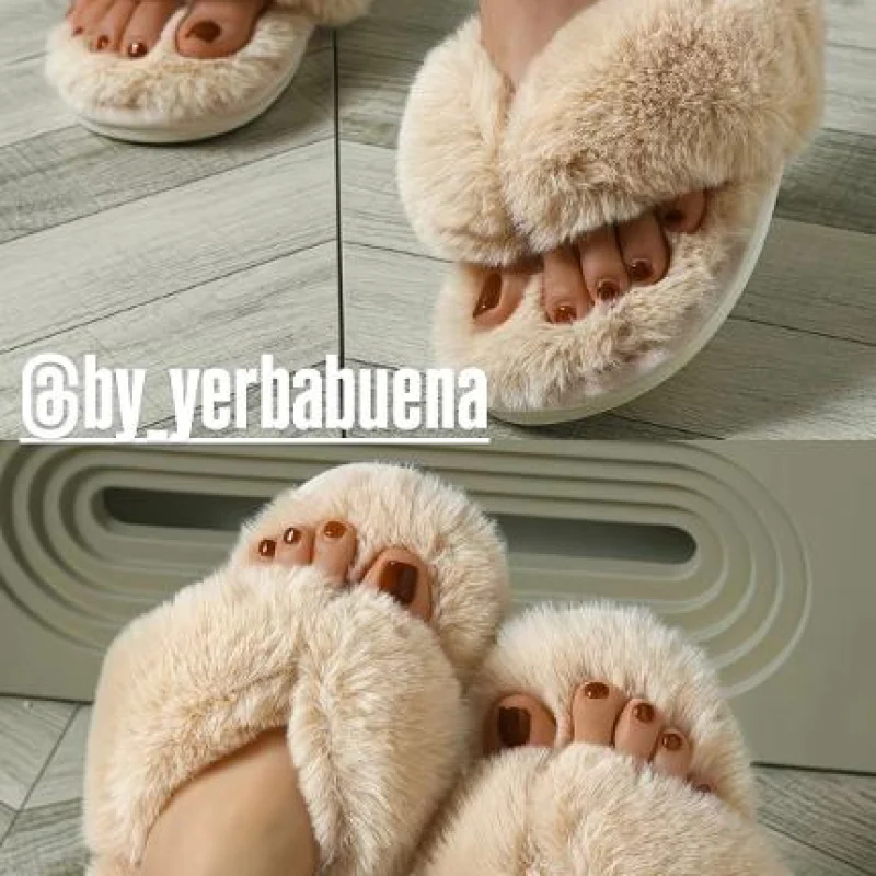 PANTUFLAS PELUDAS NUDE 3 CUARTOS - Image 3