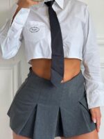 CAMISERA PRADA CORTA BLANCA CON CORBATA - Image 2