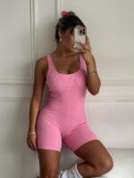 ENTERIZO ALO CORTO EN RIB FUCSIA