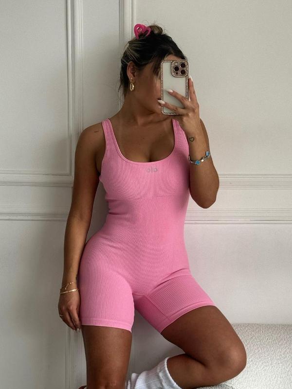 ENTERIZO ALO CORTO EN RIB FUCSIA - Image 1