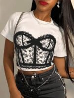 CAMISA CON BRA EN BLONDA