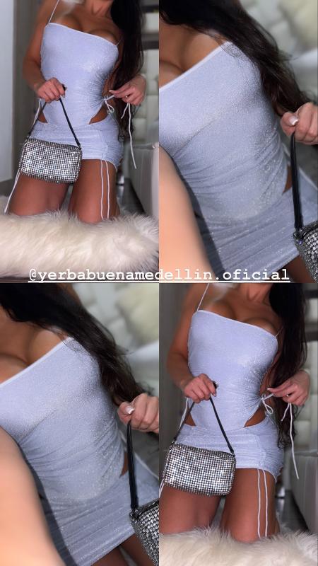 VESTIDO PLATEADO ESCOTE RECOGIDO - Image 3