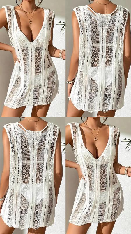 VESTIDO TEJIDO MARFIL PLAYERO - Image 2