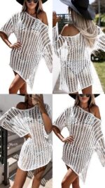 VESTIDO TEJIDO BLANCO CUELLO BANDEJA - Image 2