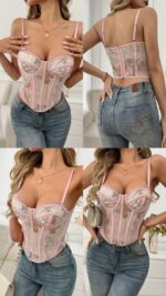 BRALETTE BLONDA ROSADO CON MARIPOSAS - Image 2