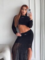 CONJUNTO MIU MIU TEJIDO NEGRO