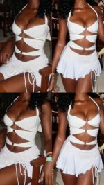 VESTIDO BLANCO CON HERRAJE DORADO - Image 2