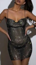 VESTIDO NEGRO BRILLANTE
