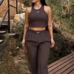 SET ALO PANTALON CAFE CON CAMISILLA CAFE