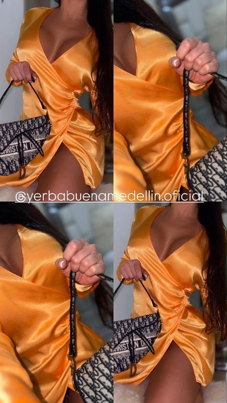 VESTIDO NARANJA SATINADO - Image 3