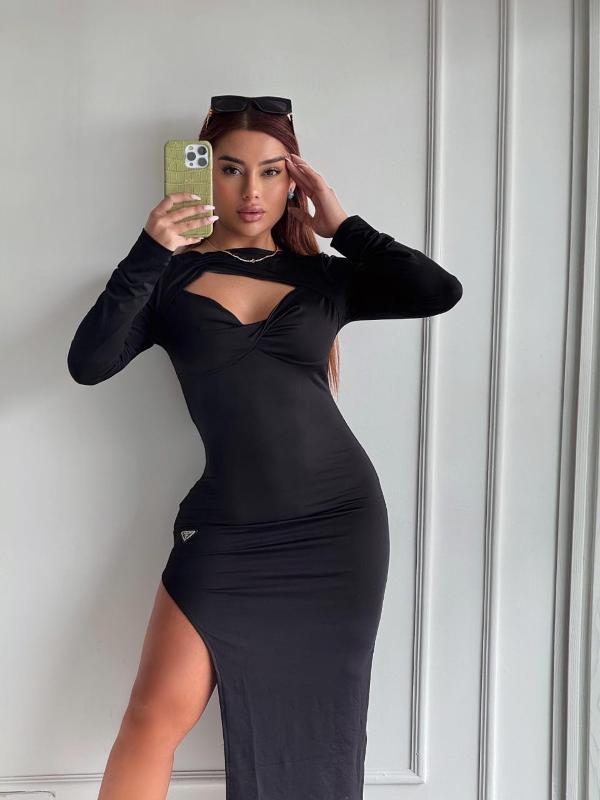 VESTIDO PRADA NEGRO ASIMETRICO - Image 3