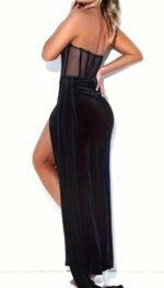 VESTIDO NEGRO TERCIPELO LARGO - Image 2