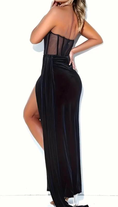 VESTIDO NEGRO TERCIPELO LARGO - Image 2