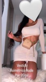 VESTIDO ASIMETRICO NUDE