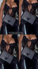 PANTALON NEGRO RAYAS CON AGUAMARINA - Image 2
