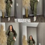 CONJUNTO HAND MADE VERDE MILITAR MANGA LARGA