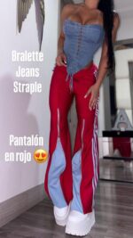 BRALETTE JEANS STRAPLE CON CORDON - Image 2