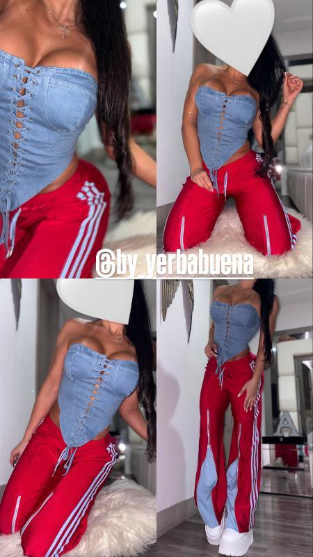 BRALETTE JEANS STRAPLE CON CORDON - Image 3