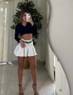 FALDA PLIZADA CON CINTURON