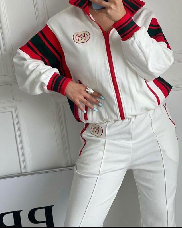 CONJUNTO GUCCI BLANCO FRANJA VERDE CON ROJO - Image 2