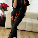 CONJUNTO HERMES NEGRO CON LA H NARANJA - Image 3